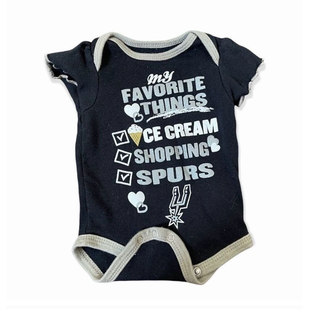 Baby Girls NBA San Antonio Spurs Bodysuit Black & Silver Bodysuit - Sz 0-3 mo